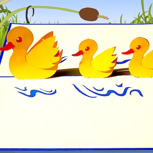 LUCKY DUCKS-pop-upkaart - babyshower - mama en baby-eenden - 3D-eendfamilie - gele eendenverjaardag - kaart schattig eendje - quacktastic cadeau