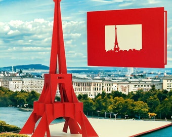 EIFFEL TOWER Pop Up Card - 3D Tour Eiffel - Paris Pop Up Card - French Map Card - French Holiday Card - Vacation Card - Paris Landmark Card