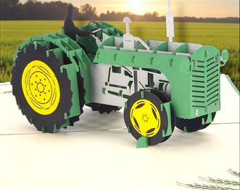 Tractor Pop-Up Card - 3D Farm Birthday Keepsake - Handmade Country Gift for All Ages