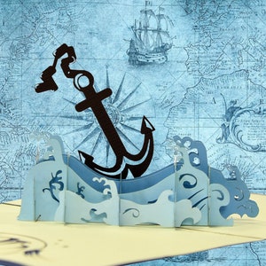 ANCHOR Pop Up Karte - Du bist mein Anker Karte - 3D Wertschätzung Karte - Tiefe Freundschaft Karte - Nautische Karte - Jubiläums Karte - Danke Karte