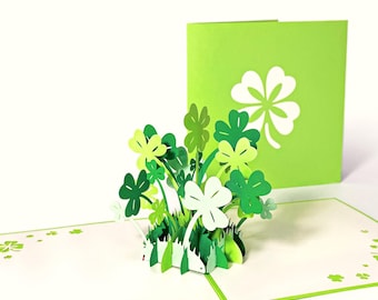 Lucky 4-Leaf Clover - Shamrock Pop Up Card - St. Patrick's Day