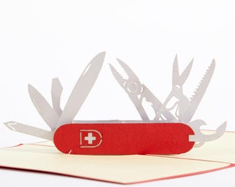 Tarjeta desplegable 3D de navaja suiza