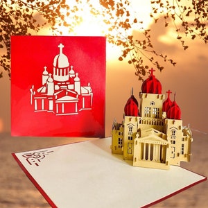 Pop-upkaart SAINT ISAAC'S CATHEDRAL - 3D Russisch Museum - Sint-Petersburg - Isaakievskiy Sobor - Russische cultuurkaart - Architectuurkaart