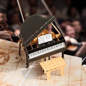 GRAND PIANO-uitvouwkaart - muzikale elegantie en verrassing - concertkaart - 3D-pianistkaart - muzikantkaart - kaart muziekliefhebber - 3D babyvleugel