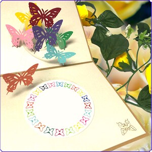 GOLDEN BUTTERFLY WALTZ pop-upkaart - 3D dansende vlinders verjaardagskaart - kraamcadeau - natuurliefhebber cadeau - condoleancekaart -