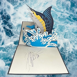 Pop-upkaart FISHERMAN'S CATCH MARLIN - bestseller! Exclusief! 3D Ocean Art - 3D-zwaardvis - viskaart - zeilvis - speervis - zeilvis