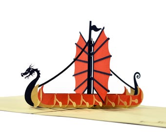 Asian Dragon Boat pop up card