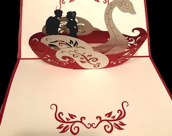 Swans Mate for Life pop up card