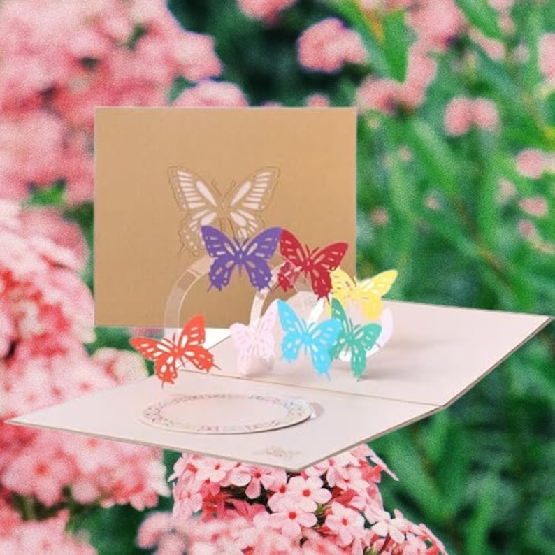 3D Butterfly Pop up Card: Rainbow Flying Butterflies, Friendship Card ...