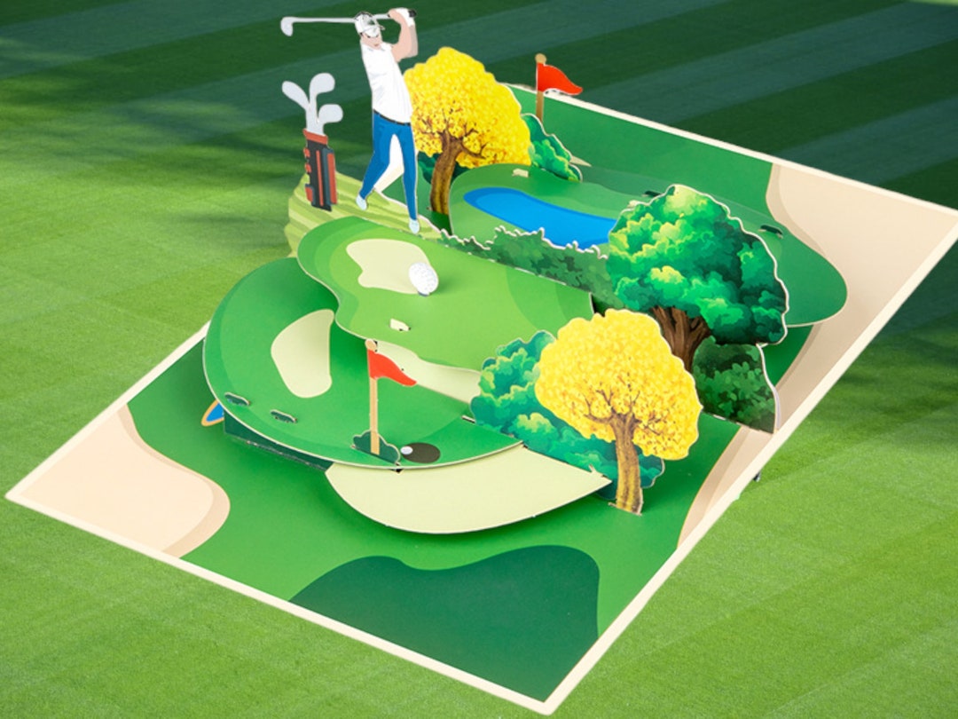 PLAY GOLF Pop up Card Best Golf Greeting Card Golf Birthday Card 3D Golf Player Card Happy