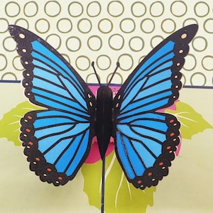 Tarjeta desplegable MARIPOSA MORPHO AZUL - Tarjeta 3D Mariposa Azul - Pide un deseo de calma y sanación - Mariposa Azul