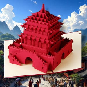 Bell Tower of Xi’an China – 3D Pop-Up Card