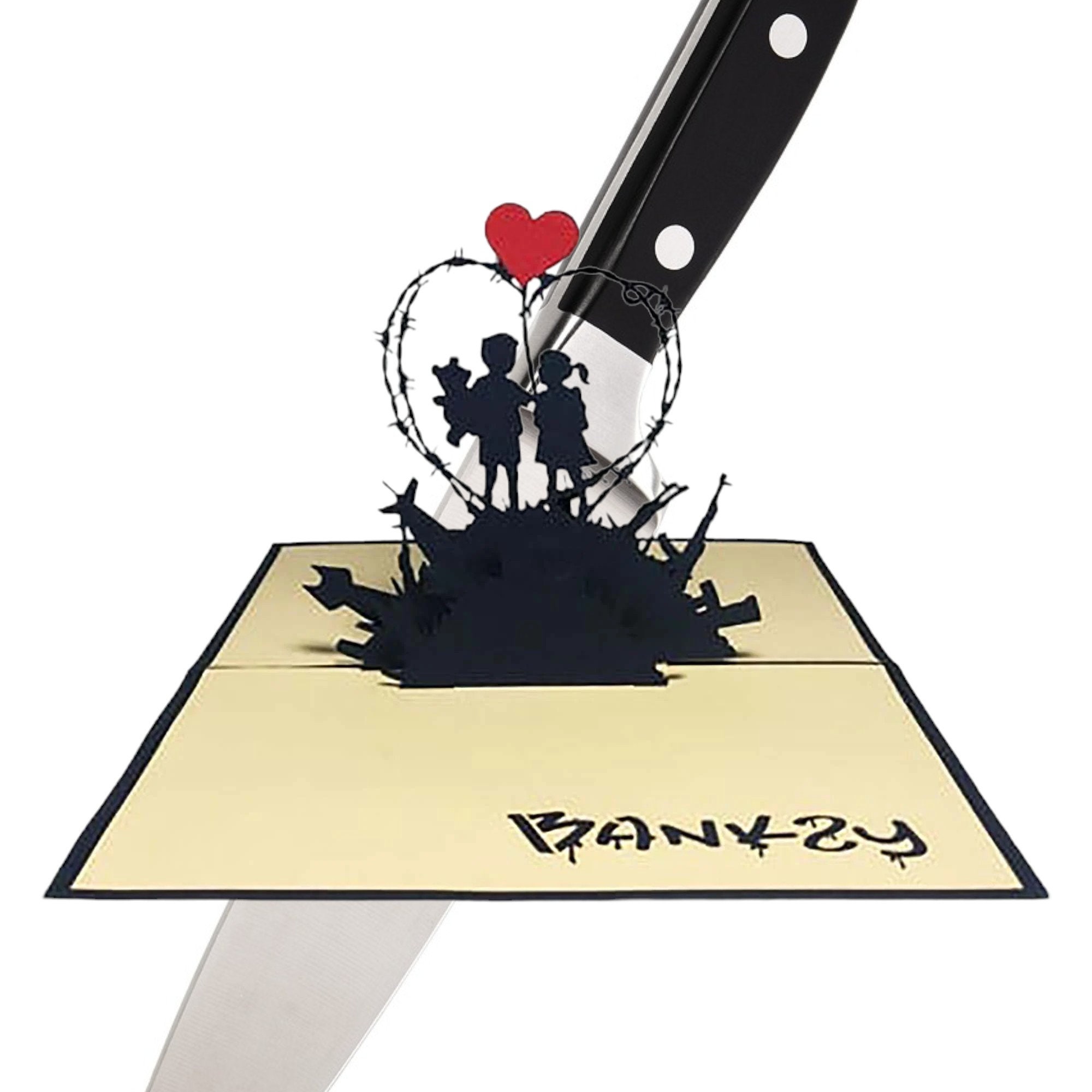 絵画 Banksy exhibition card Banksy | Spray paint and stencil on cardboard, signed and