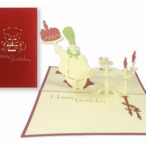 3D Chef Baker Birthday Pop Up Card: British Bake Off, Kiss the Cook
