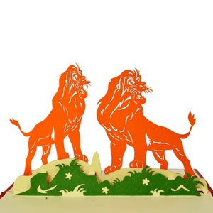 Cartão pop-up LIONS - Cartão Rei Leão 3D - Cartão de felicitações Safari - Cartão Rei da Selva - Quênia - Tanzânia - Vida selvagem - Aniversário do Leão Rugindo