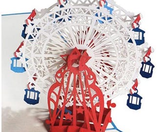 Red, White, Blue Ferris Wheel pop up card