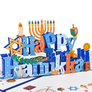 HAPPY HANUKAH Pop Up Karte - L'chaim! 3D Festival of Lights - Chanukka, Chanukka, Hannukah, Chanukka, Chanuka, Channukah, 3D Menorah Kerzen