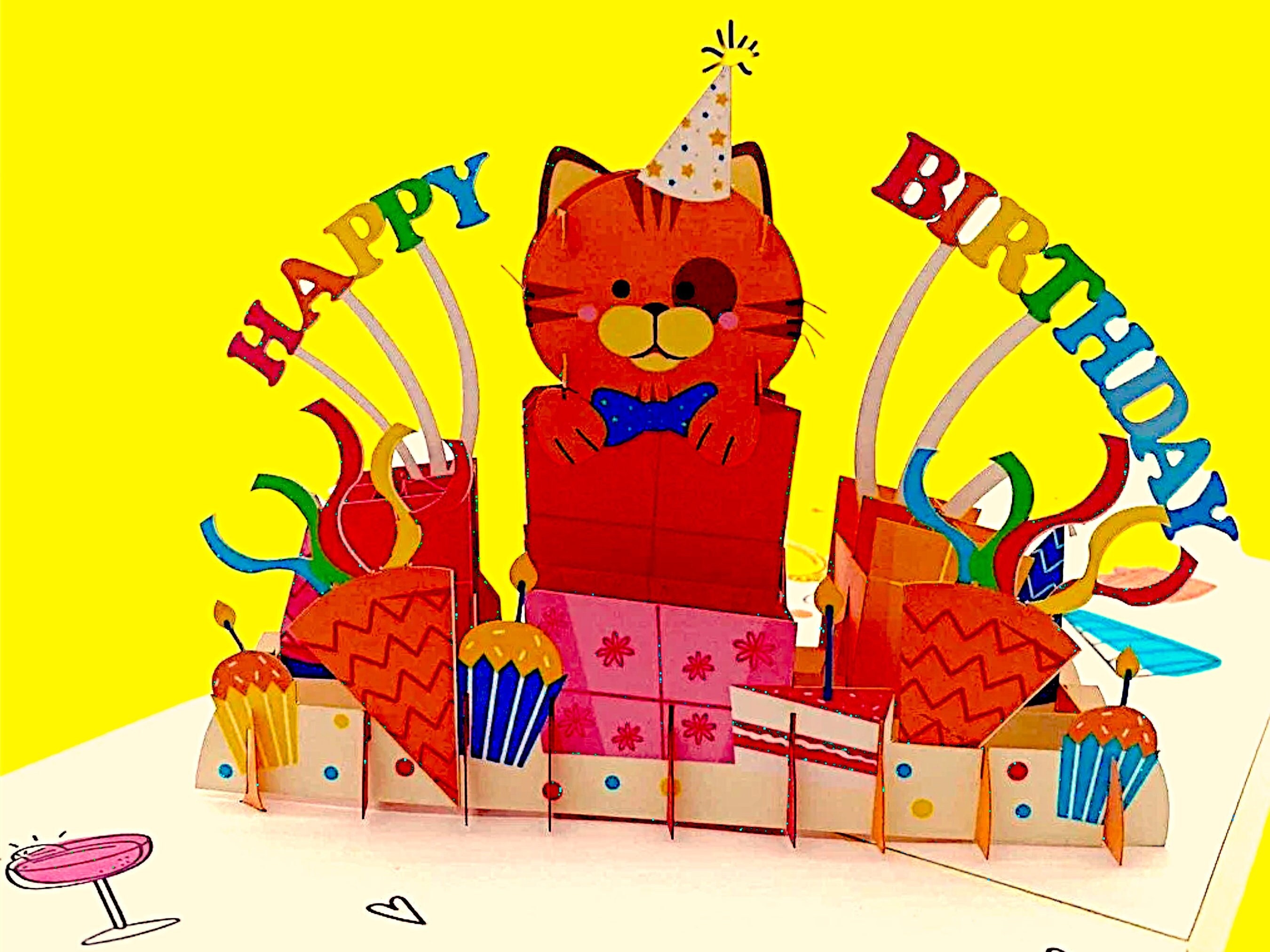 Biglietto Auguri Pop Up Biglietto Di Auguri Pop-up Con Gatti Di Buon  Compleanno Originale Biglietto Compleanno 3d, image size:2700x2025