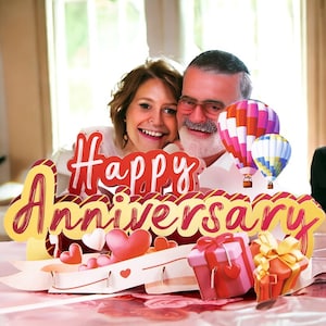 Pop-upkaart HAPPY ANNIVERSARY - Together Forever Card - 3D Milestone Memories Card - Pop-upkaart Love Story - kaart 50 jaar gouden jubileum
