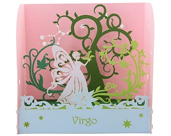 Virgo Mood Zodiac Diorama, Birthday Pop Up Card, Astrology, Zodiac