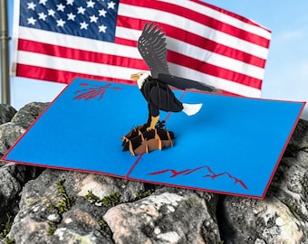 American Eagle Pop‑Up Card • Patriotic Bald Eagle Greeting • Veteran & Military Gift