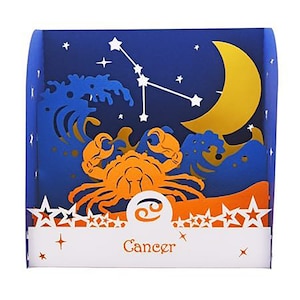 KANKER ZODIAC TEKEN verjaardag pop-upkaart - astrologie - (22 jun - 22 juli) - 3D sterrenbeeld de krab ~ Element waterteken horoscoop pop-upkaart