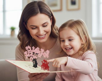 Mother & Daughter Under Cherry Tree – 3D Valentine, Mother's Day