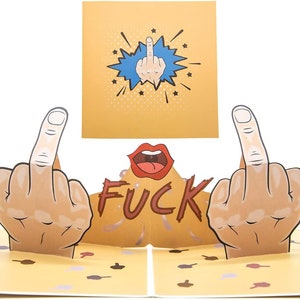 Tarjeta emergente FU3K YOU - Tarjeta de cumpleaños grosera para adultos o para perderse - Tarjeta de felicitación 3D en broma para hacerse amigo de él o ella - Tarjeta con doble dedo grosero - Up Yours