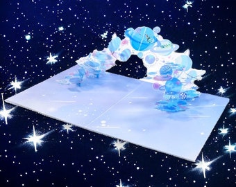 GALAXY MOON PLANETS Pop Up Card - Lunar Dreams Card  - Milky Way Card - Astronomy Card - Cosmos Pop Up Card - 3D Outer Space Card - Eclipse