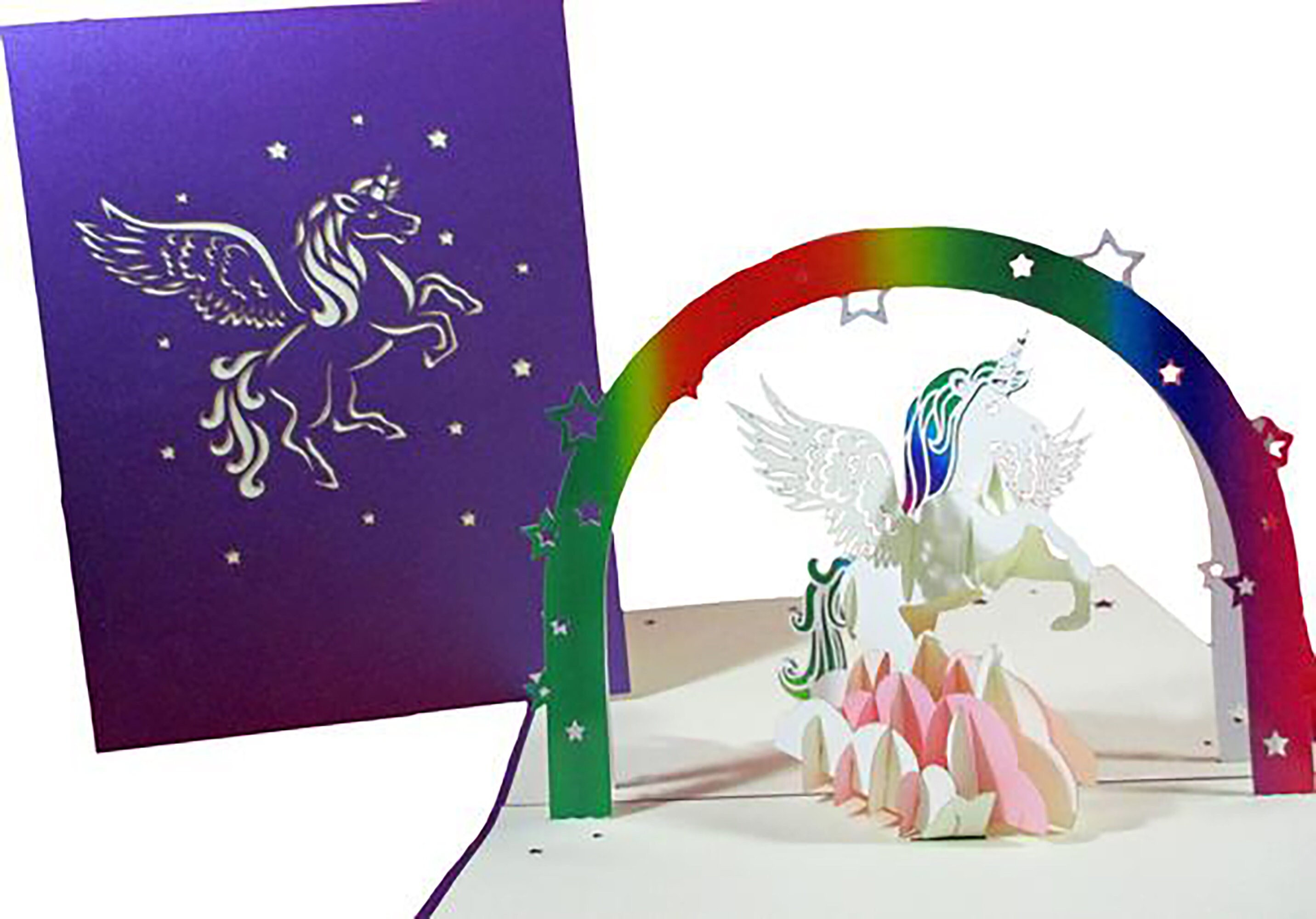 3D Rainbow Unicorn Pop up Card: Winged Pegasus Party Card - Etsy