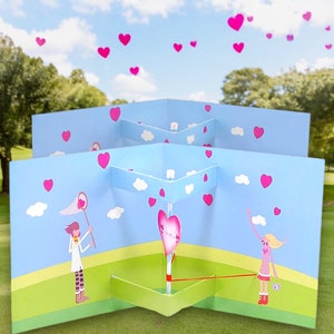 ATRAPANDO CORAZONES - Tarjeta de amor emergente con giro - Tarjeta emergente con corazón giratorio - Tarjeta romántica 3D - Tarjeta de San Valentín - Atrapasueños 3D - ¡TE AMO!