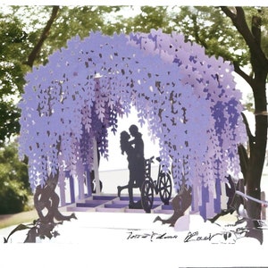 ROMANTISCHES PAAR Pop Up Karte - Umarmungs- & Kusskarte - Wisteria Arch - 3D Verlobungskarte - Jahrestag - Valentinstag - Hochzeitskarte - Liebe ist Liebe