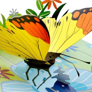 BUTTERFLY GARDEN Pop Up Karte - 3D Schmetterlinge Blumen Karte - Schmetterlinge & schöne Blüten Karte - Gartenparty Karte - Geschenk für 3D-Naturliebhaber