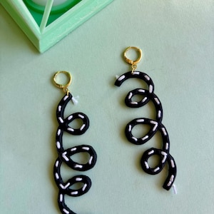 Squiggle Polymer Clay Earrings Black