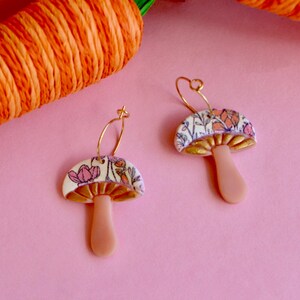 Floral Mushroom Polymer Clay Earrings