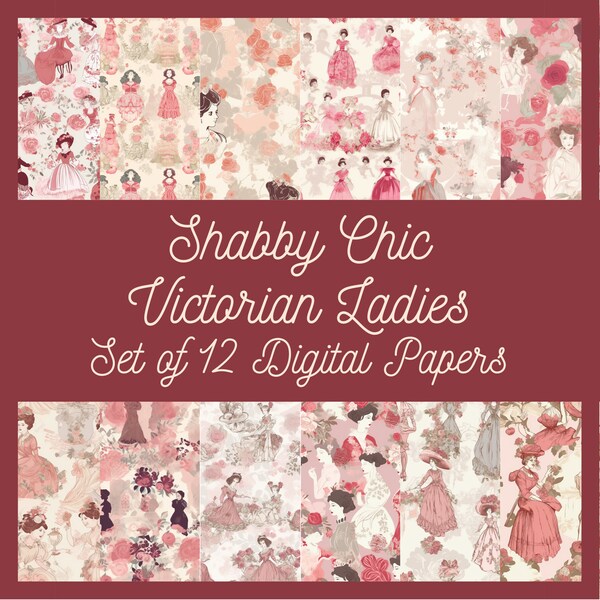 Shabby Chic Victorian Ladies Digital Paper - Seamless Design
