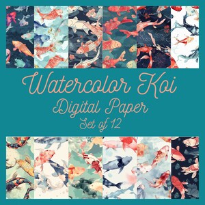 Watercolor Koi Seamless Digital Paper for Creative Projects