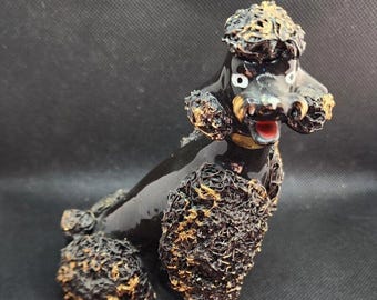 Vintage MCM Lefton Black/Gold Spaghetti Poodle