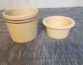 1944 Diner At Home Cream And Burgundy Porcelain Dip Chiller 2 Piece Set