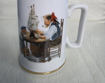 1985 Norman Rockwell "For A Good Boy" Coffee Cup Mug with Gold Rim Vintage