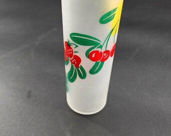Mid Century Modern Vintage Federal Frosted Fruit Tom Collins Highball Glass