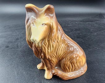 Ceramic Figurine Of A  Collie DOG Made In Brazil Glossy Finidh 7" Tall