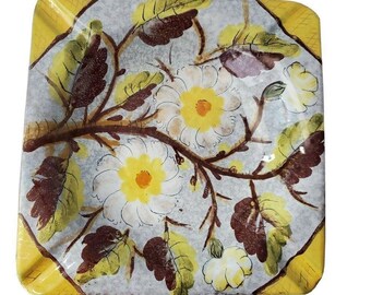 MCM Italy Large Ceramic Ashtray Flower Design Art Deco Mid Modern Century