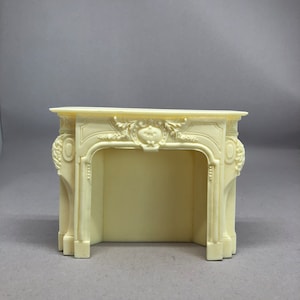 Fireplace, cream colored.