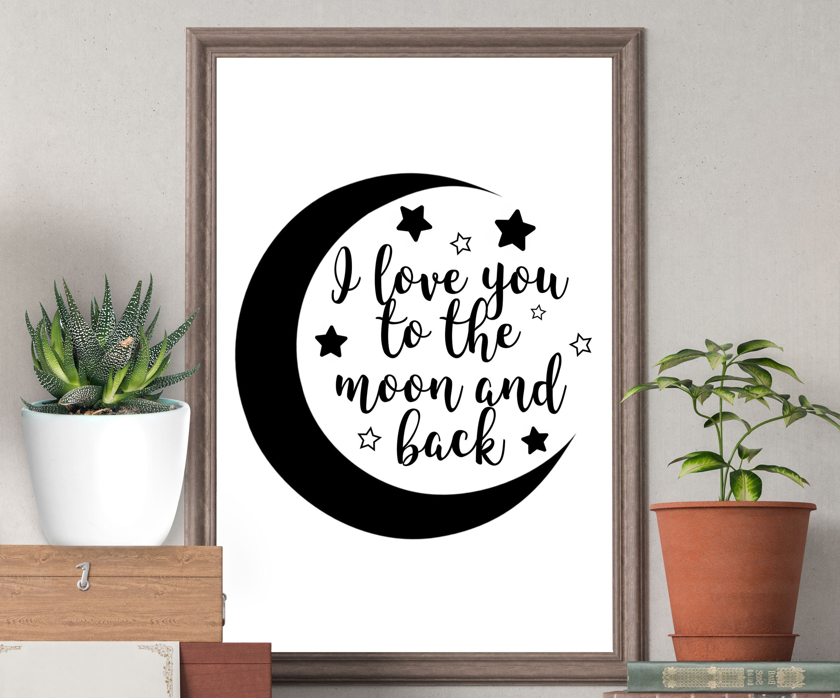 I Love You to the Moon and Back Art Print, Black and White Wall Decor ...