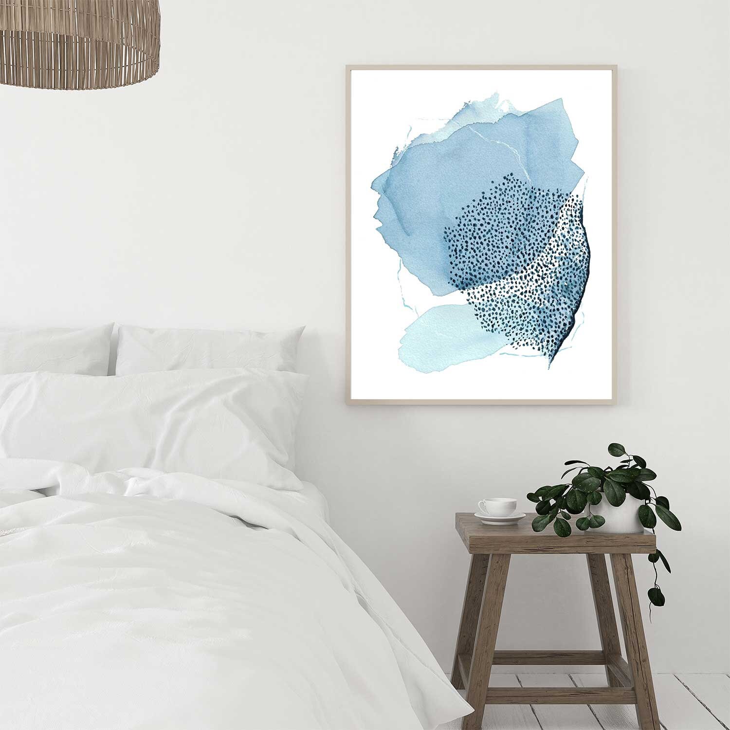 Abstract Wall Art Light Blue Prints Watercolor Minimalist | Etsy