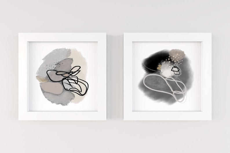 printed and shipped Set of 2 Modern Abstract Art Prints