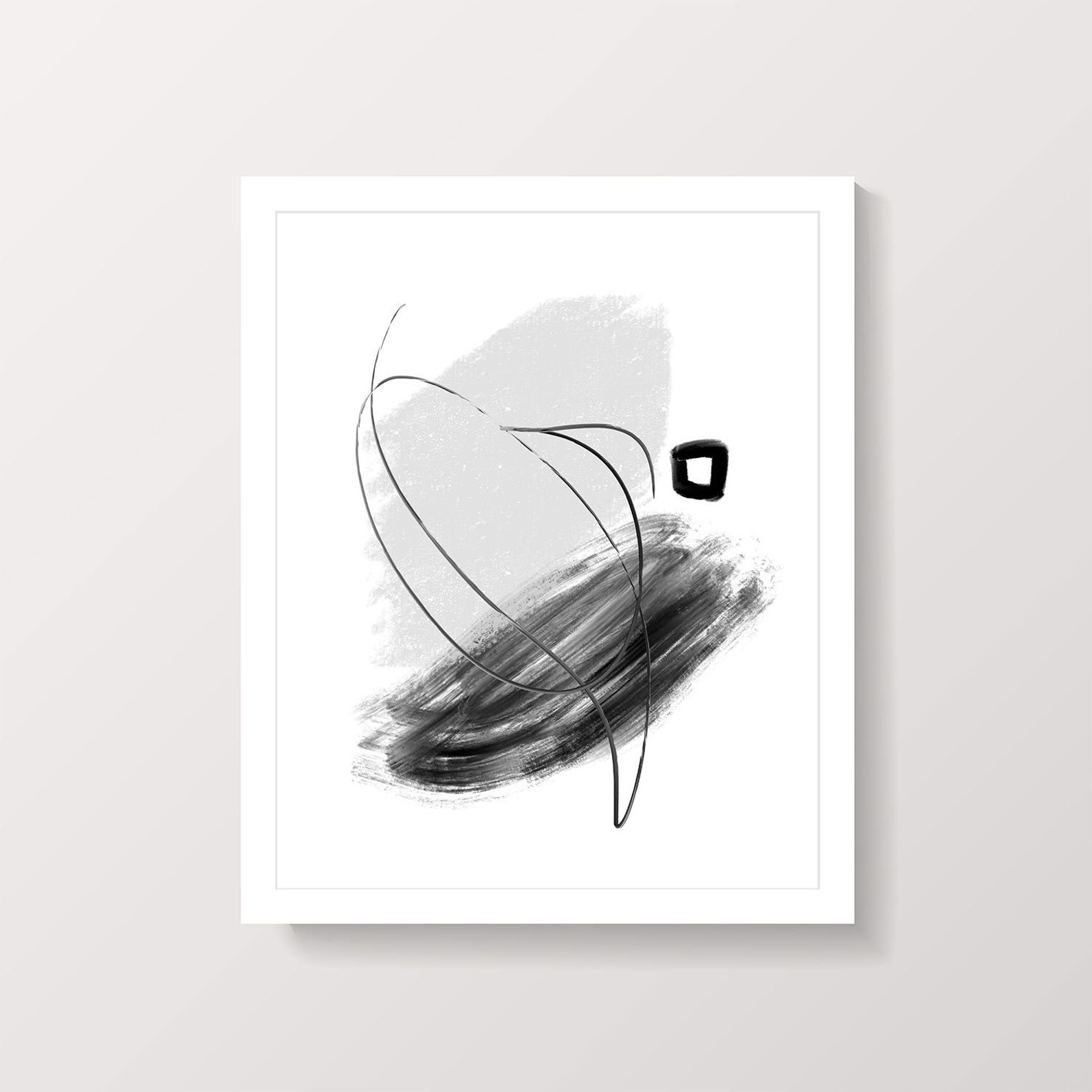 Simple Black White Art Modern Printable File Instant | Etsy