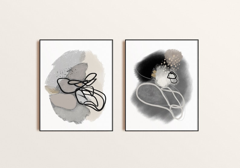 printed and shipped Set of 2 Modern Abstract Art Prints