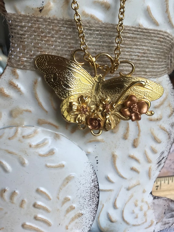 Floral Butterfly Necklace